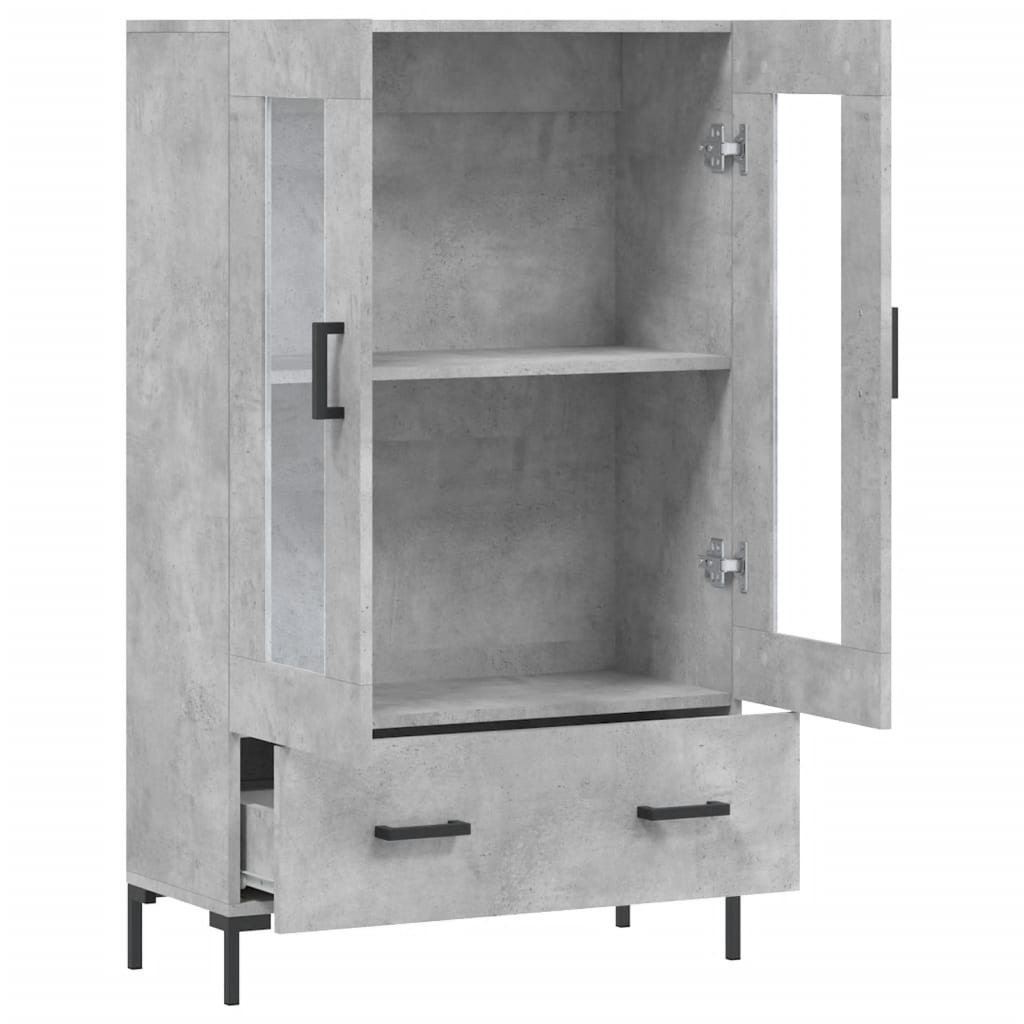 betonszürke szerelt fa magasszekrény 69,5 x 31 x 115 cm