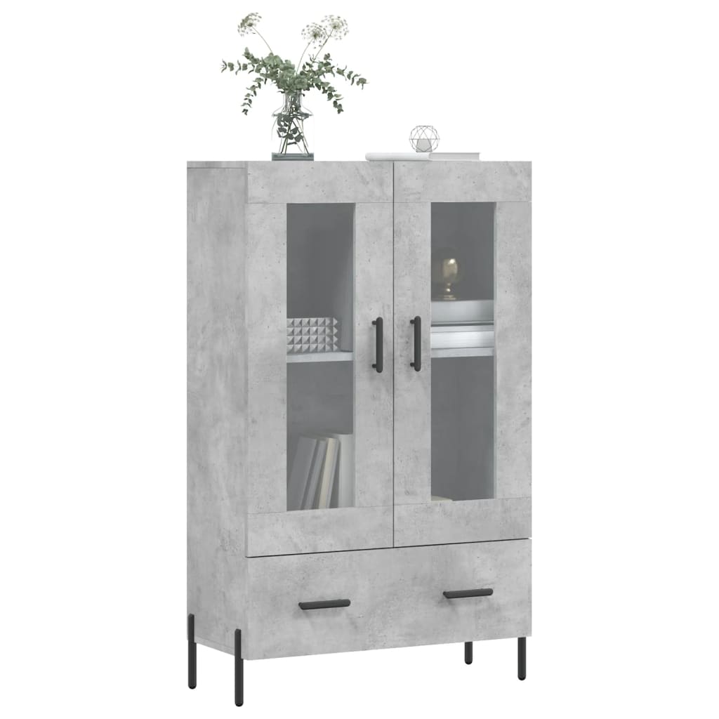 betonszürke szerelt fa magasszekrény 69,5 x 31 x 115 cm