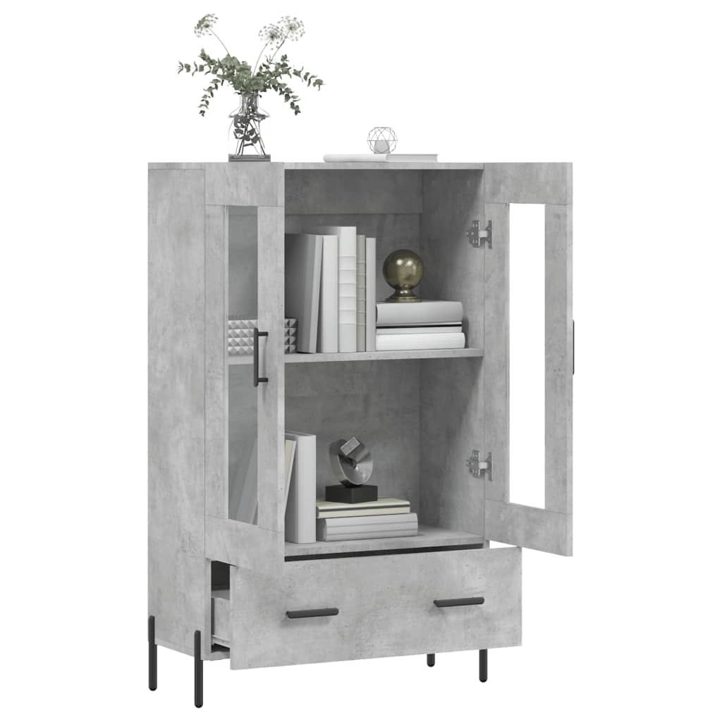 betonszürke szerelt fa magasszekrény 69,5 x 31 x 115 cm
