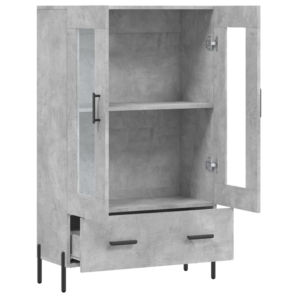betonszürke szerelt fa magasszekrény 69,5 x 31 x 115 cm