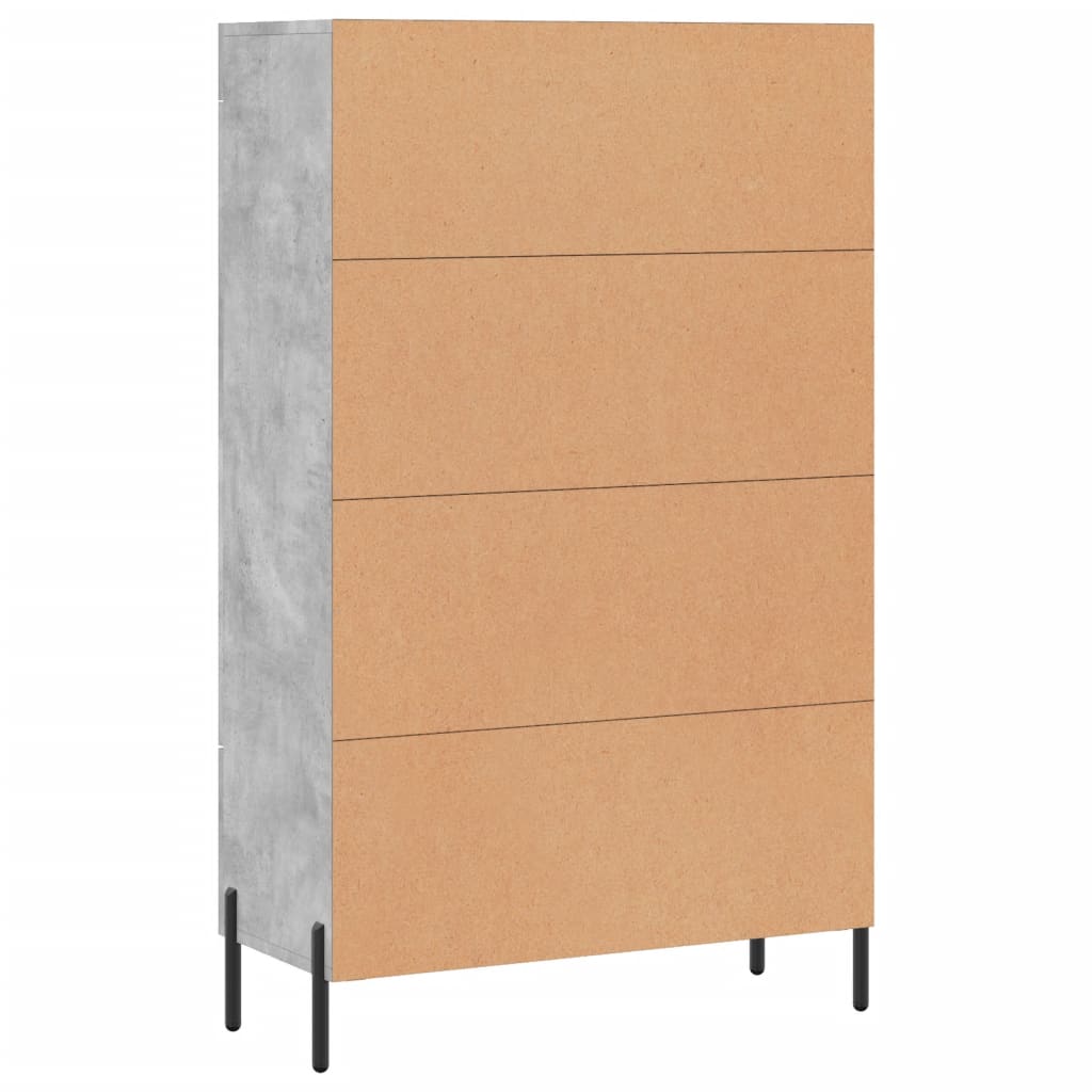 betonszürke szerelt fa magasszekrény 69,5 x 31 x 115 cm