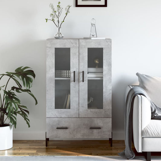 betonszürke szerelt fa magasszekrény 69,5 x 31 x 115 cm