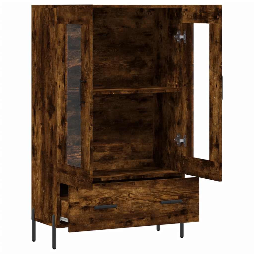 füstös tölgy színű szerelt fa magasszekrény 69,5 x 31 x 115 cm