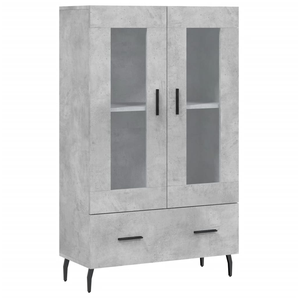 betonszürke szerelt fa magasszekrény 69,5 x 31 x 115 cm
