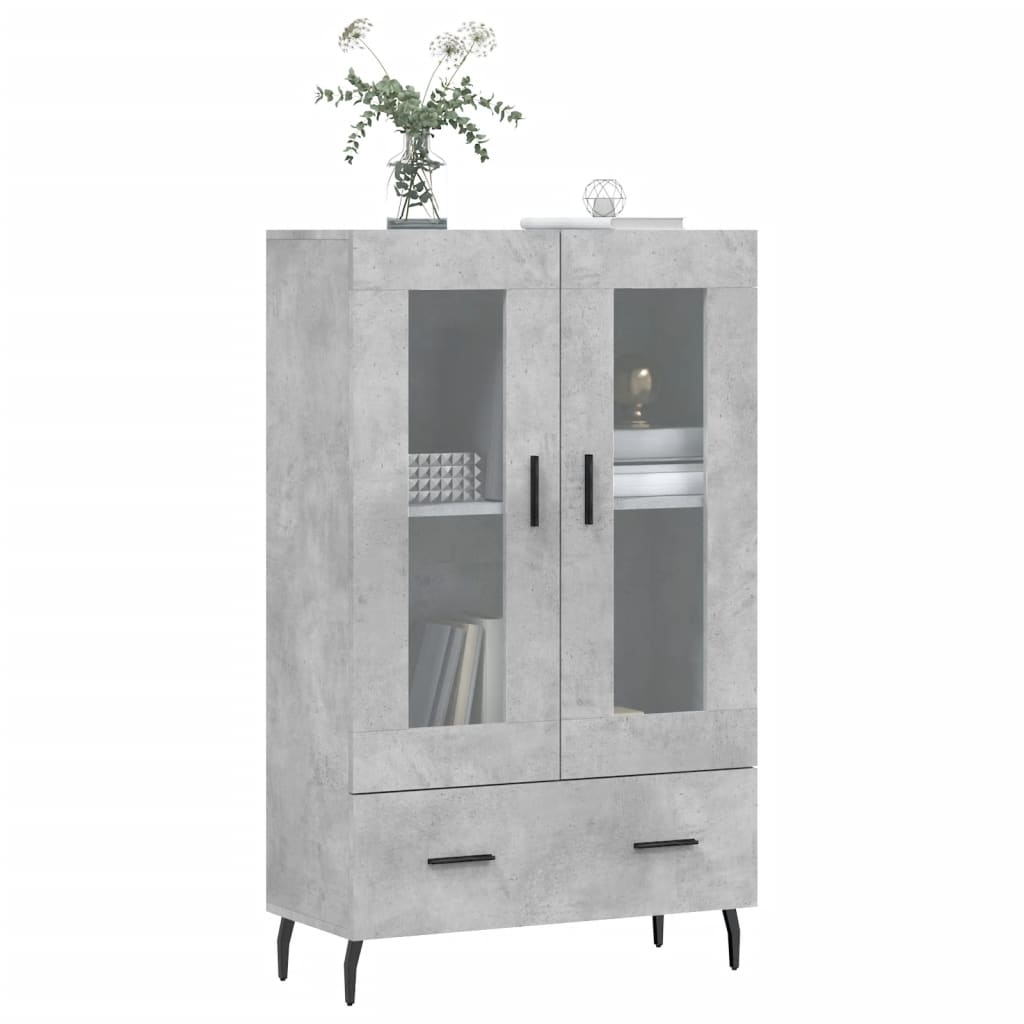 betonszürke szerelt fa magasszekrény 69,5 x 31 x 115 cm