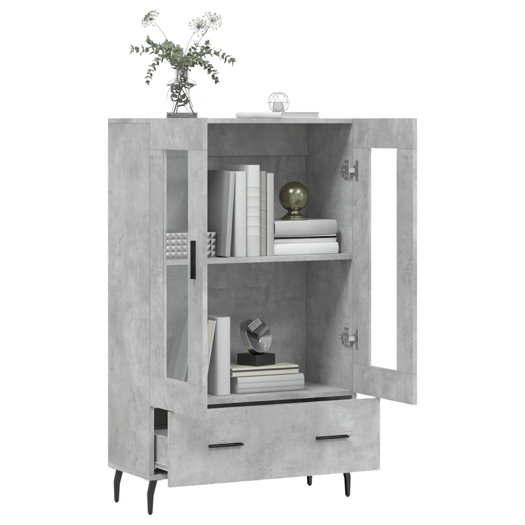 betonszürke szerelt fa magasszekrény 69,5 x 31 x 115 cm