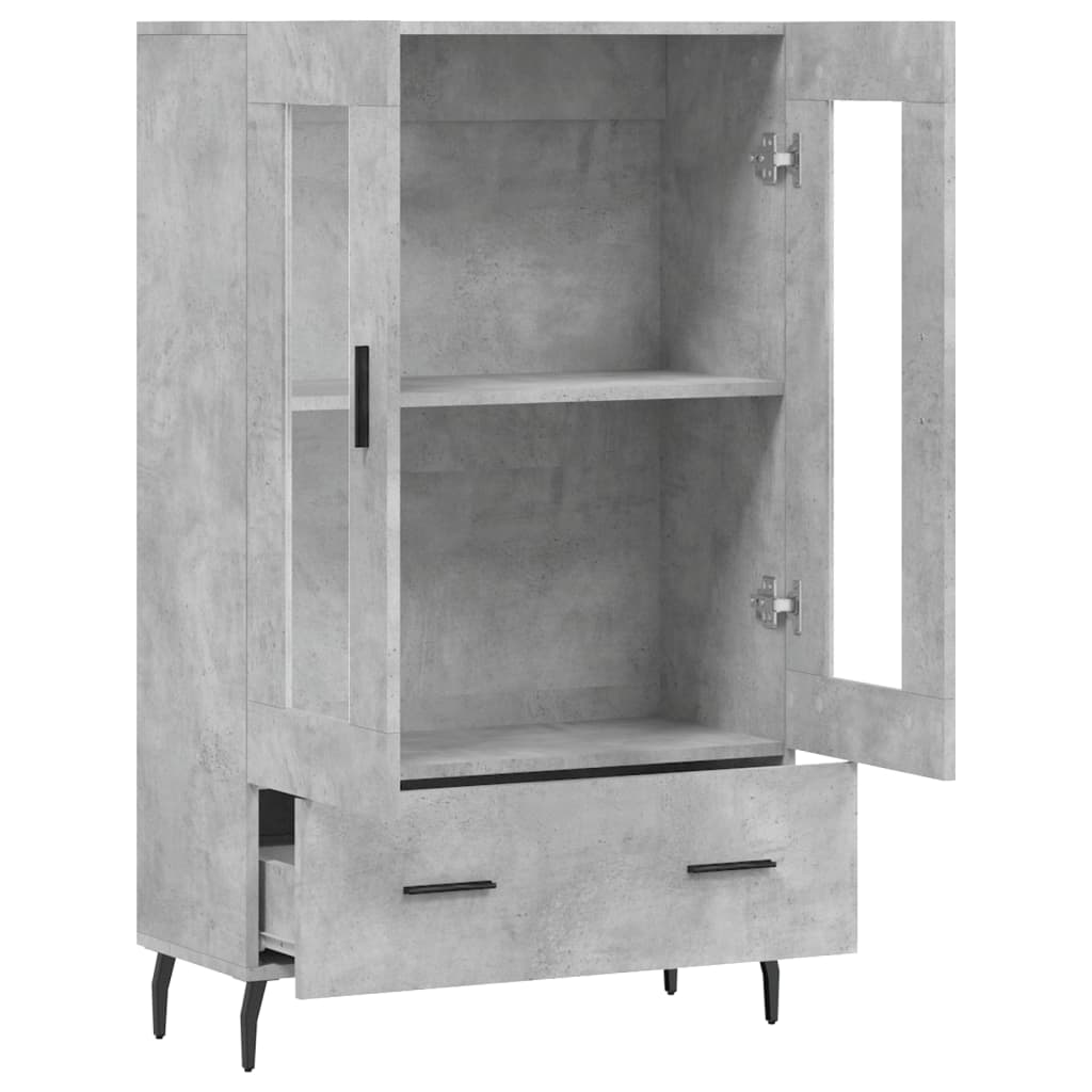 betonszürke szerelt fa magasszekrény 69,5 x 31 x 115 cm