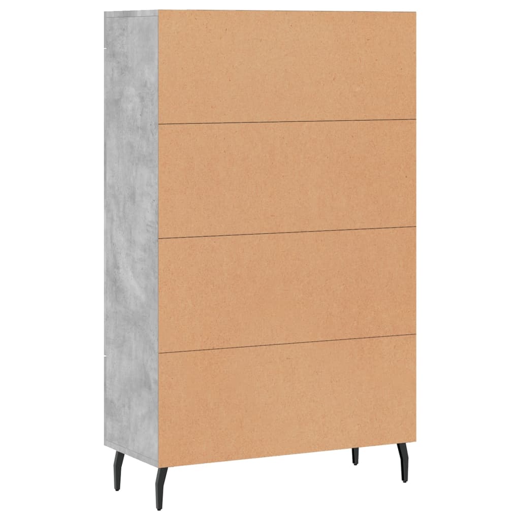 betonszürke szerelt fa magasszekrény 69,5 x 31 x 115 cm