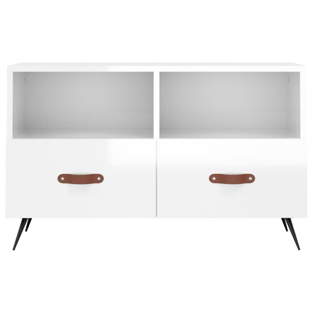 fehér magasfényű szerelt fa TV-szekrény 80x36x50 cm