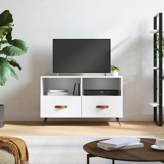 fehér magasfényű szerelt fa TV-szekrény 80x36x50 cm