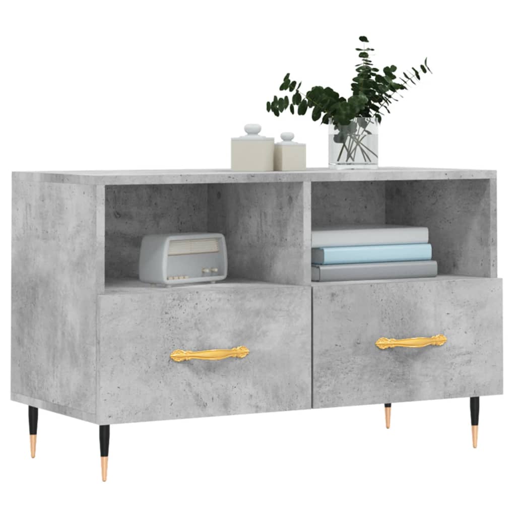 betonszürke szerelt fa TV-szekrény 80 x 36 x 50 cm