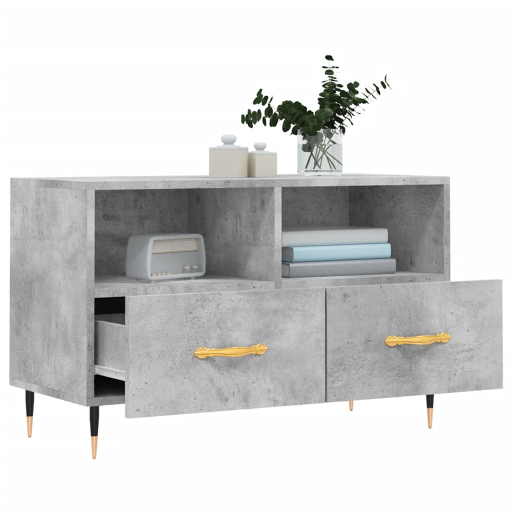 betonszürke szerelt fa TV-szekrény 80 x 36 x 50 cm