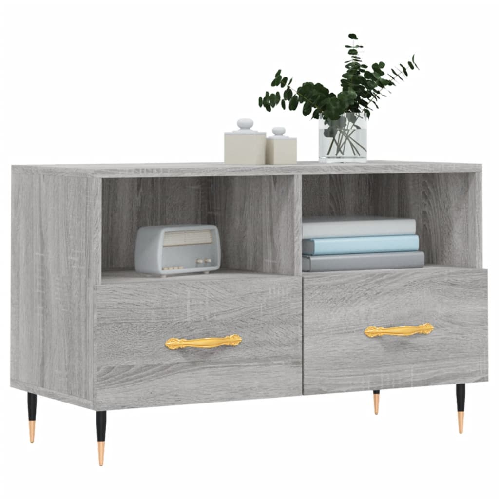 szürke sonoma színű szerelt fa TV-szekrény 80x36x50 cm