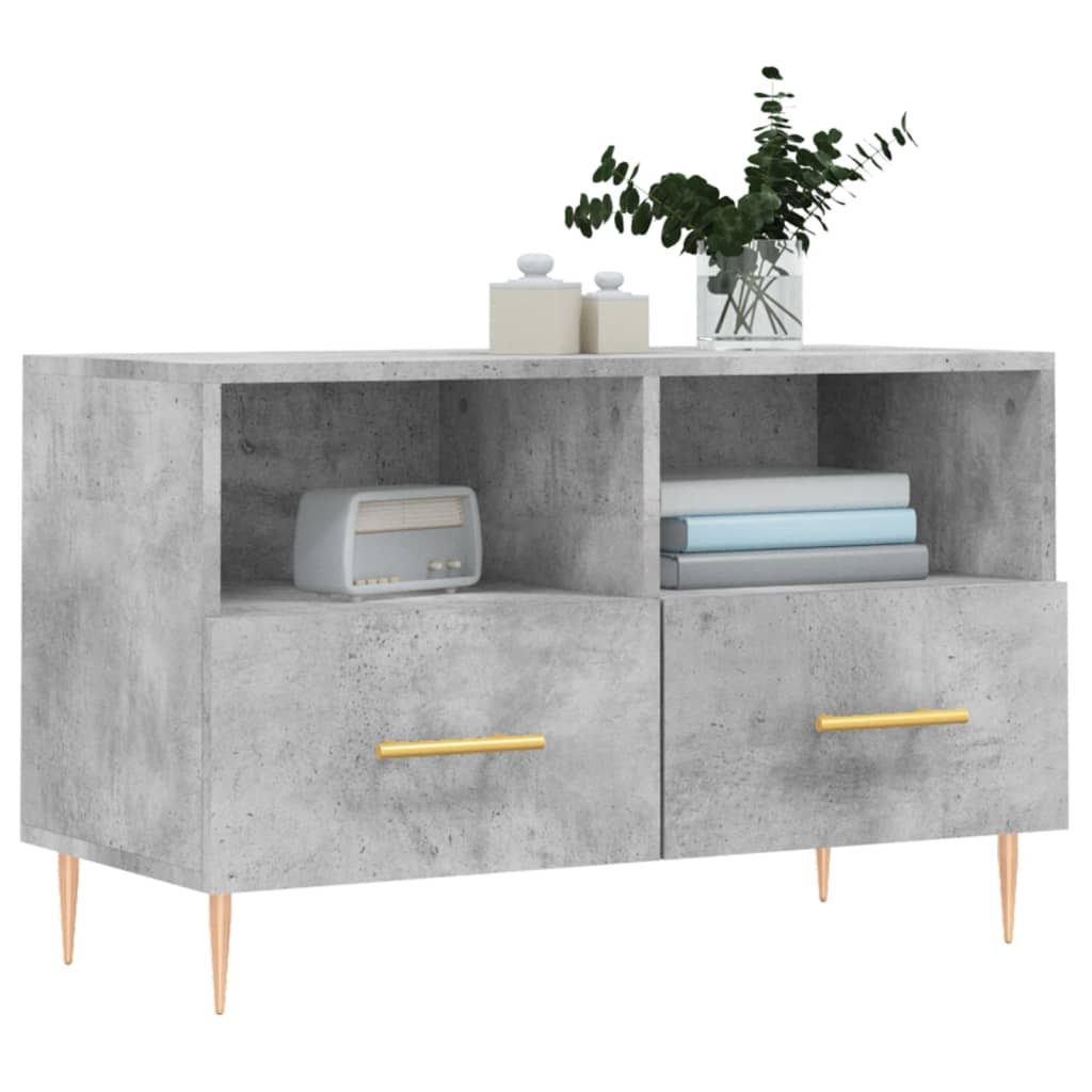 betonszürke szerelt fa TV-szekrény 80 x 36 x 50 cm