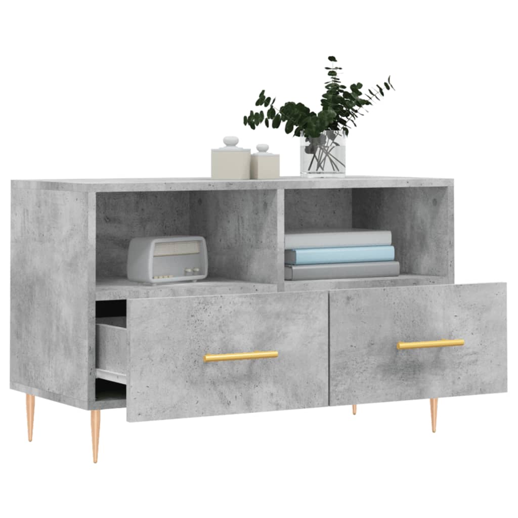 betonszürke szerelt fa TV-szekrény 80 x 36 x 50 cm