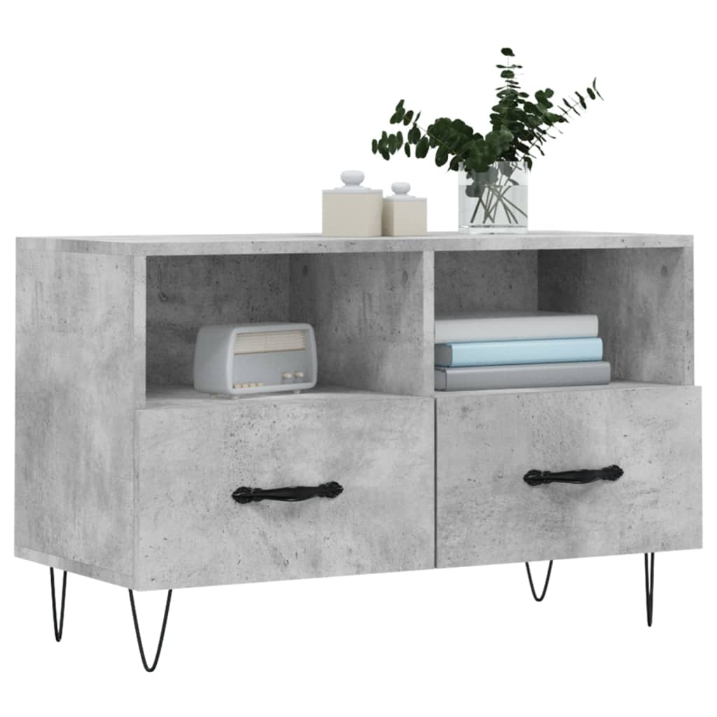betonszürke szerelt fa TV-szekrény 80 x 36 x 50 cm