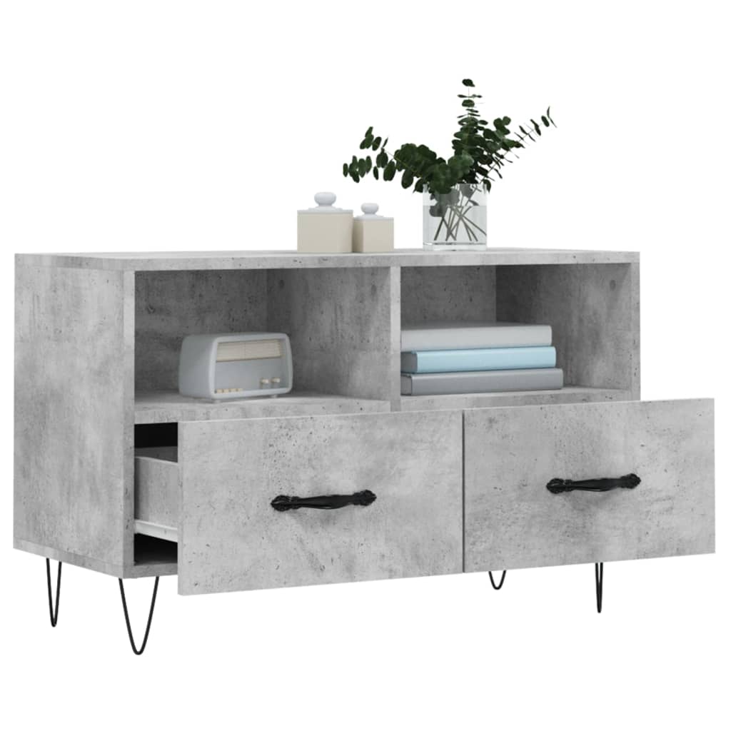betonszürke szerelt fa TV-szekrény 80 x 36 x 50 cm
