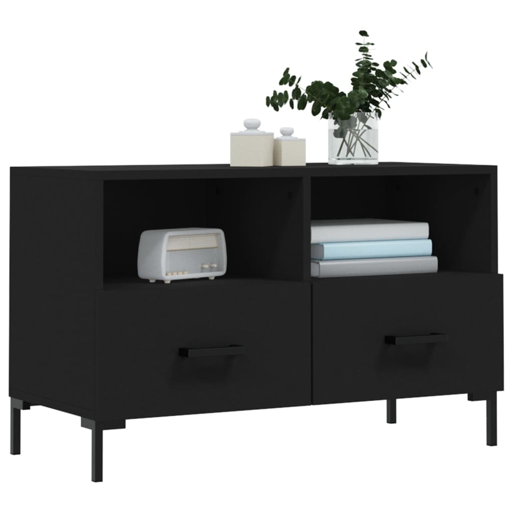 fekete szerelt fa TV-szekrény 80 x 36 x 50 cm