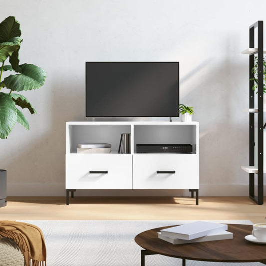 fehér magasfényű szerelt fa TV-szekrény 80x36x50 cm