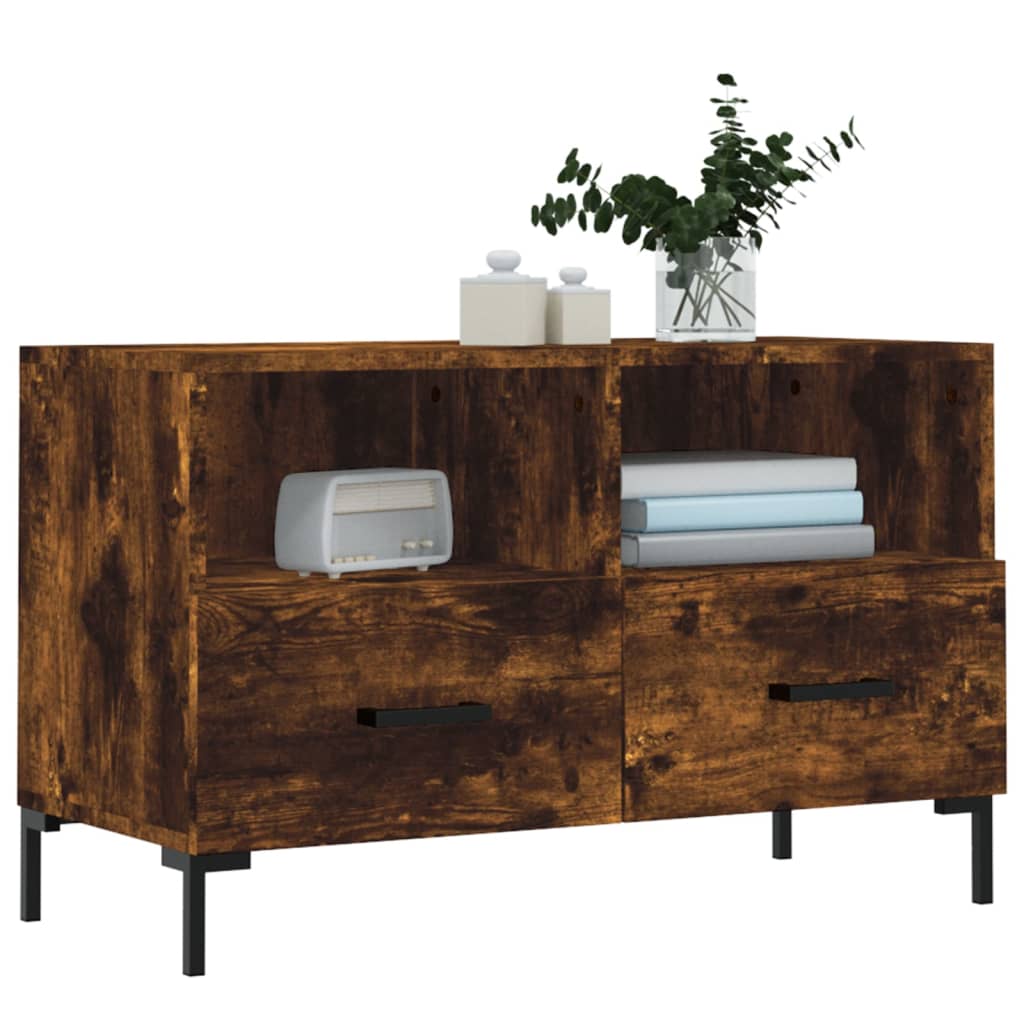 füstös tölgy színű szerelt fa TV-szekrény 80 x 36 x 50 cm