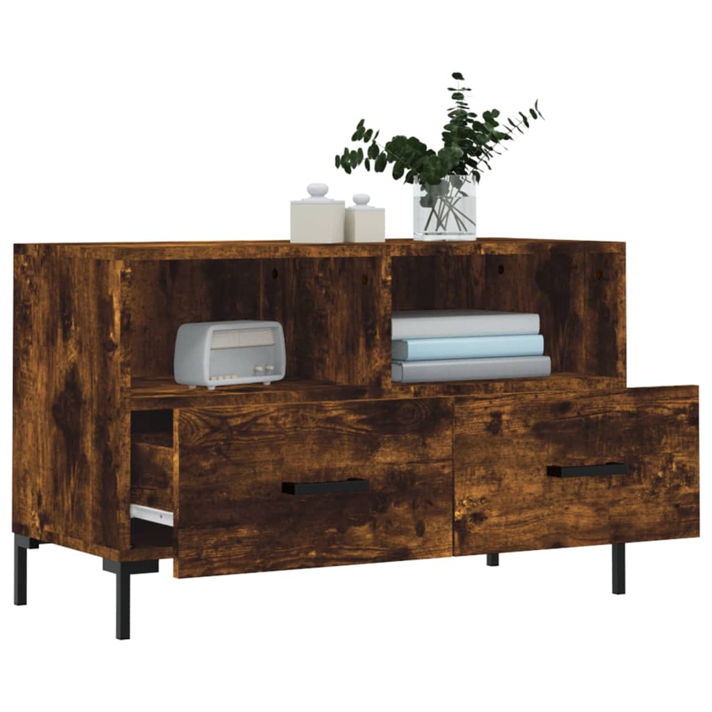 füstös tölgy színű szerelt fa TV-szekrény 80 x 36 x 50 cm