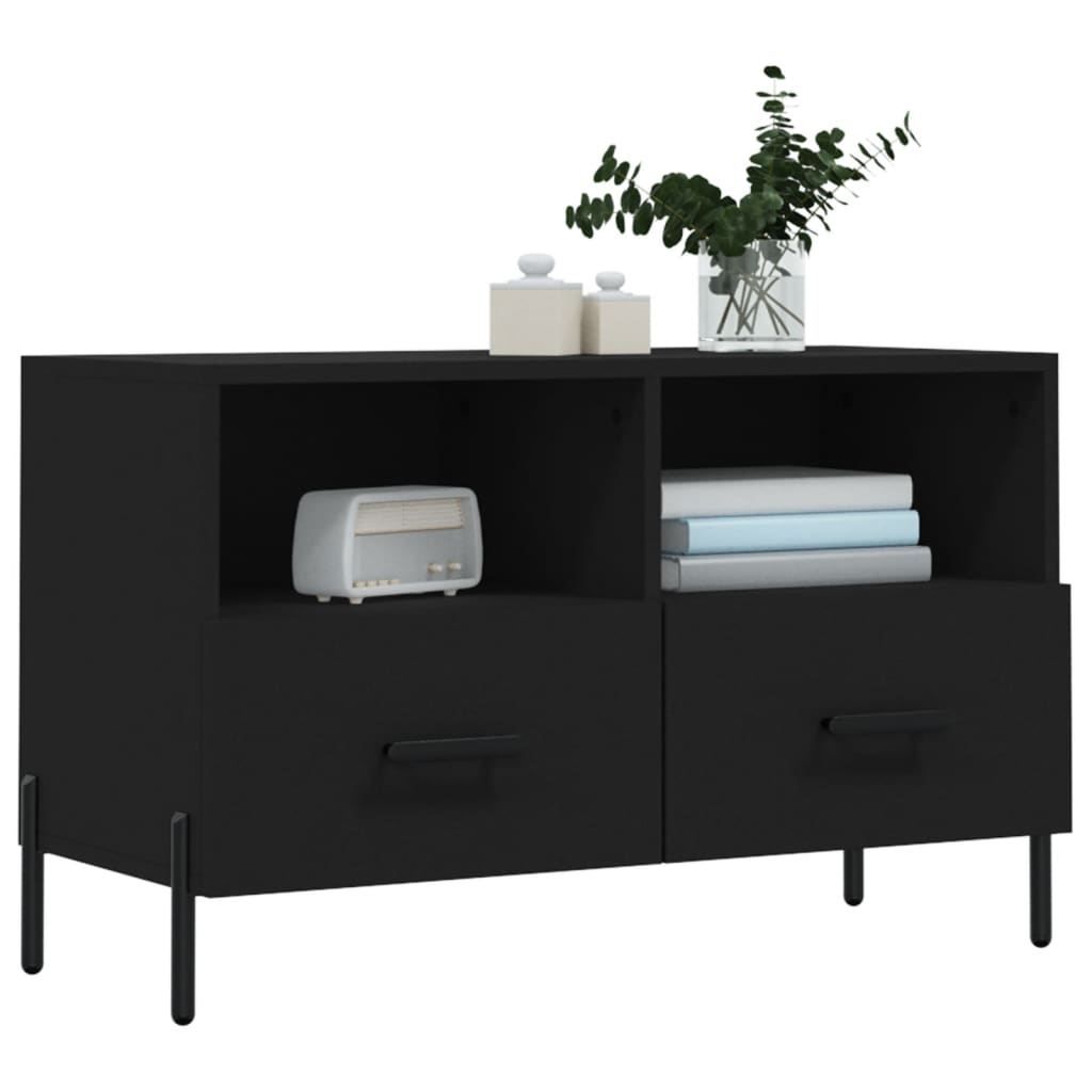 fekete szerelt fa TV-szekrény 80 x 36 x 50 cm