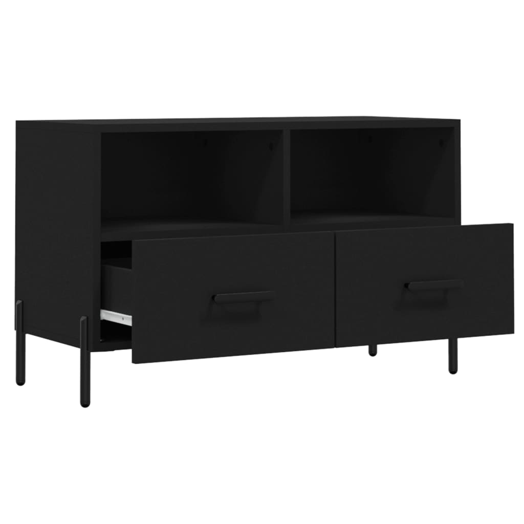 fekete szerelt fa TV-szekrény 80 x 36 x 50 cm