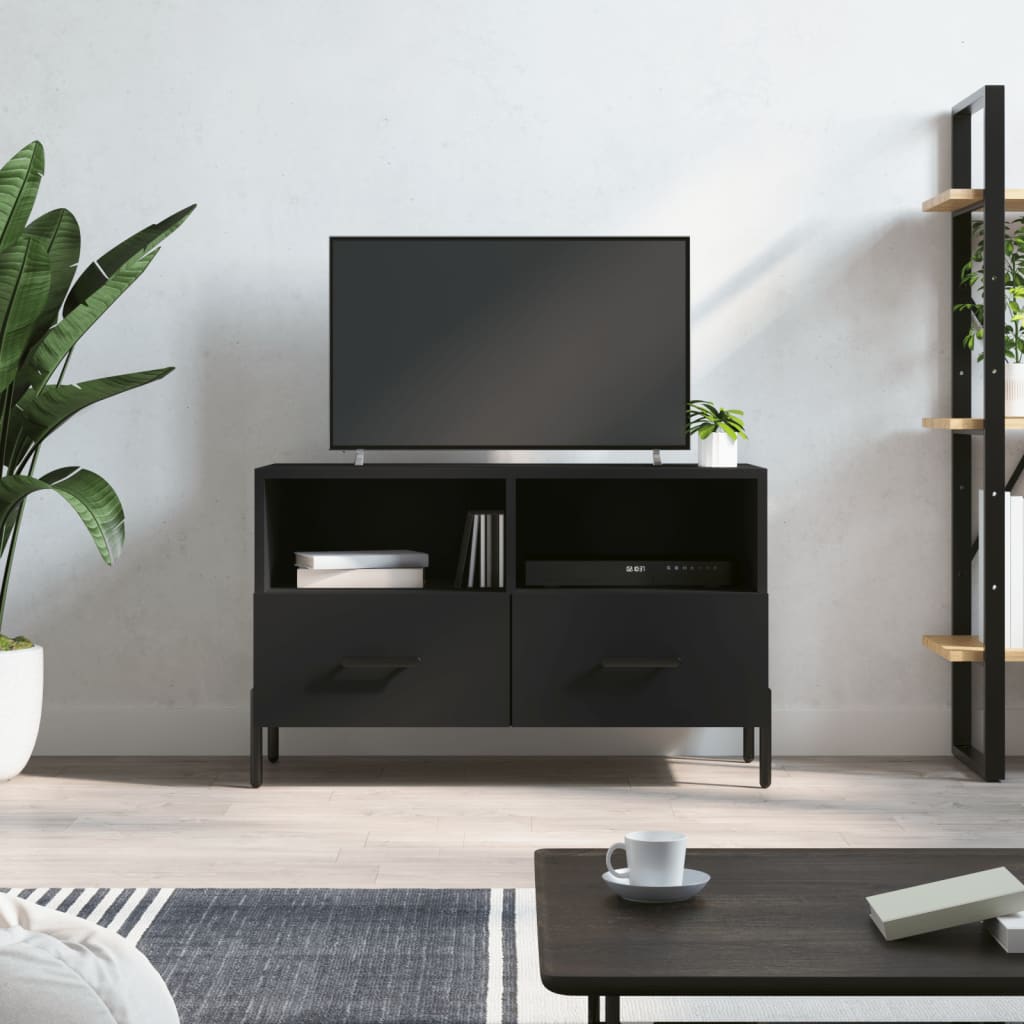 fekete szerelt fa TV-szekrény 80 x 36 x 50 cm