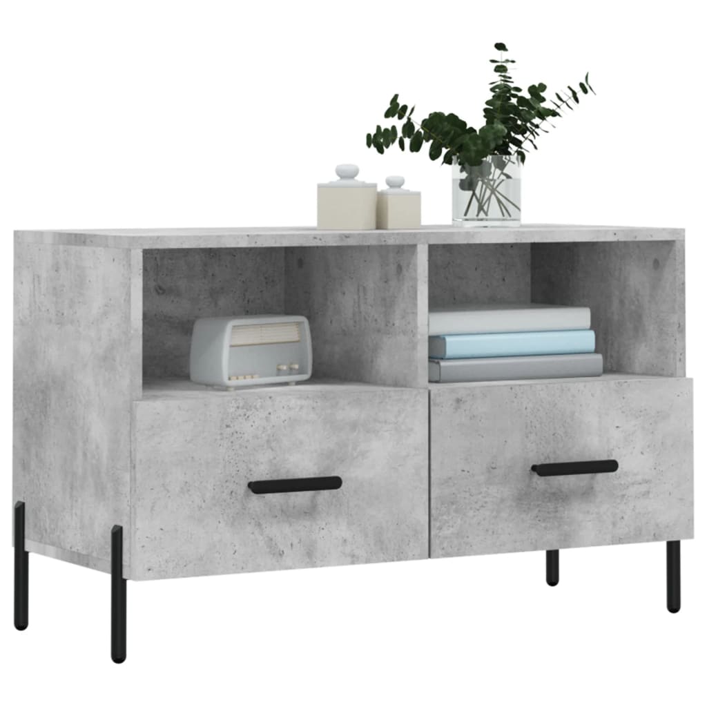 betonszürke szerelt fa TV-szekrény 80 x 36 x 50 cm