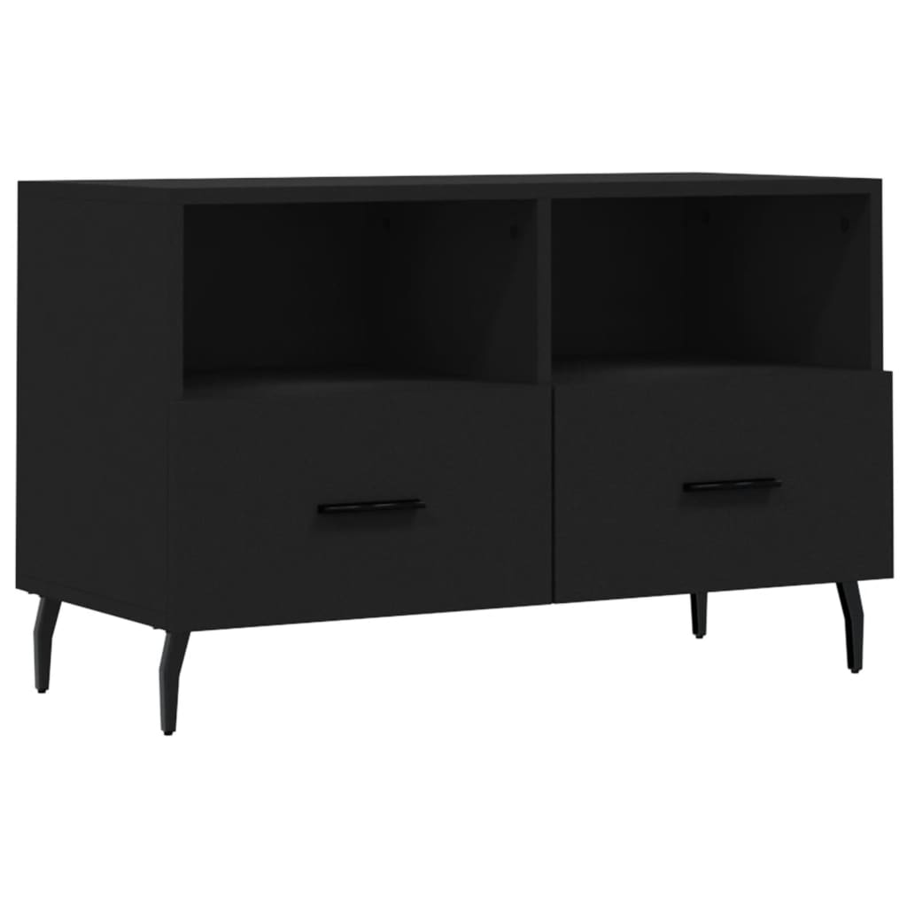 fekete szerelt fa TV-szekrény 80 x 36 x 50 cm