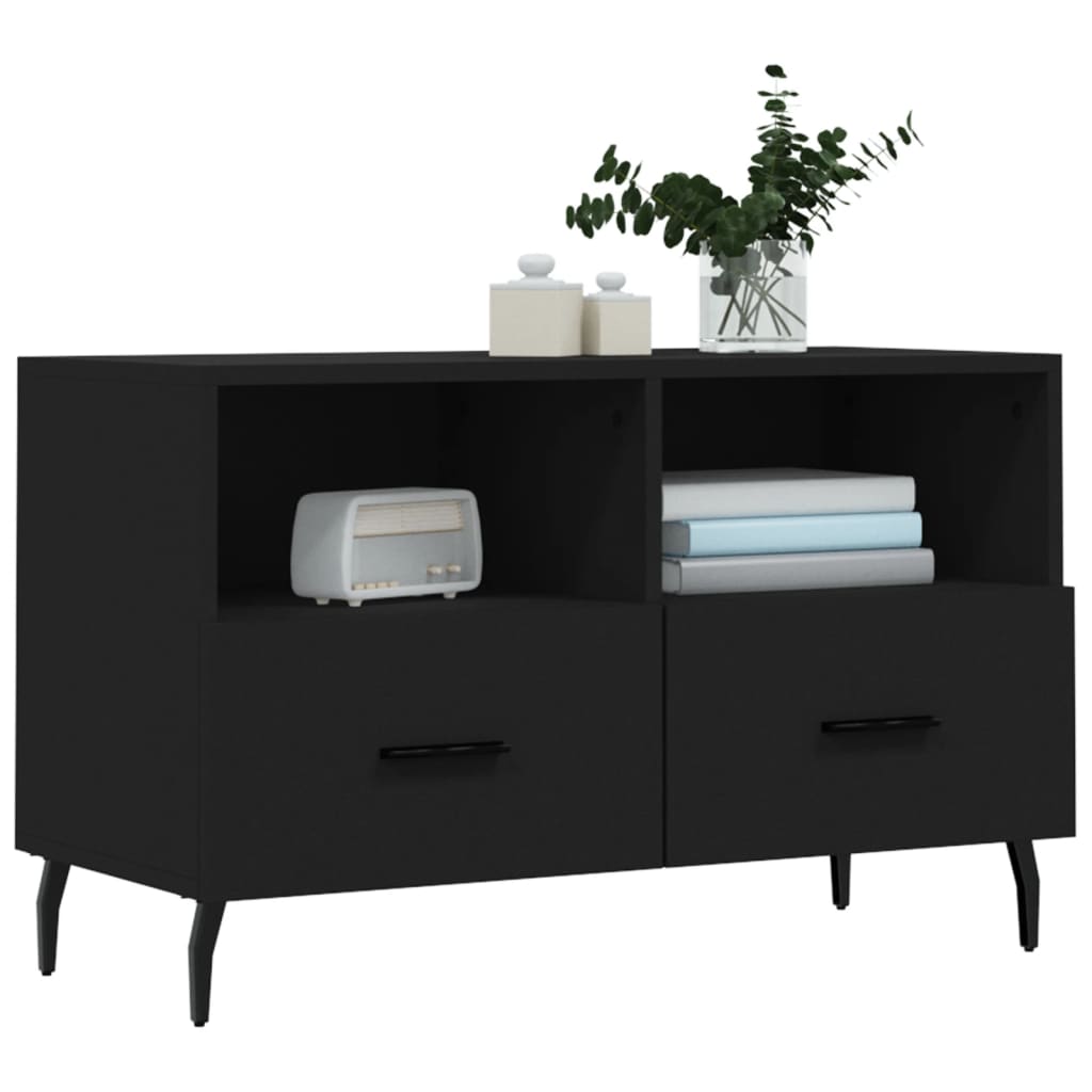 fekete szerelt fa TV-szekrény 80 x 36 x 50 cm