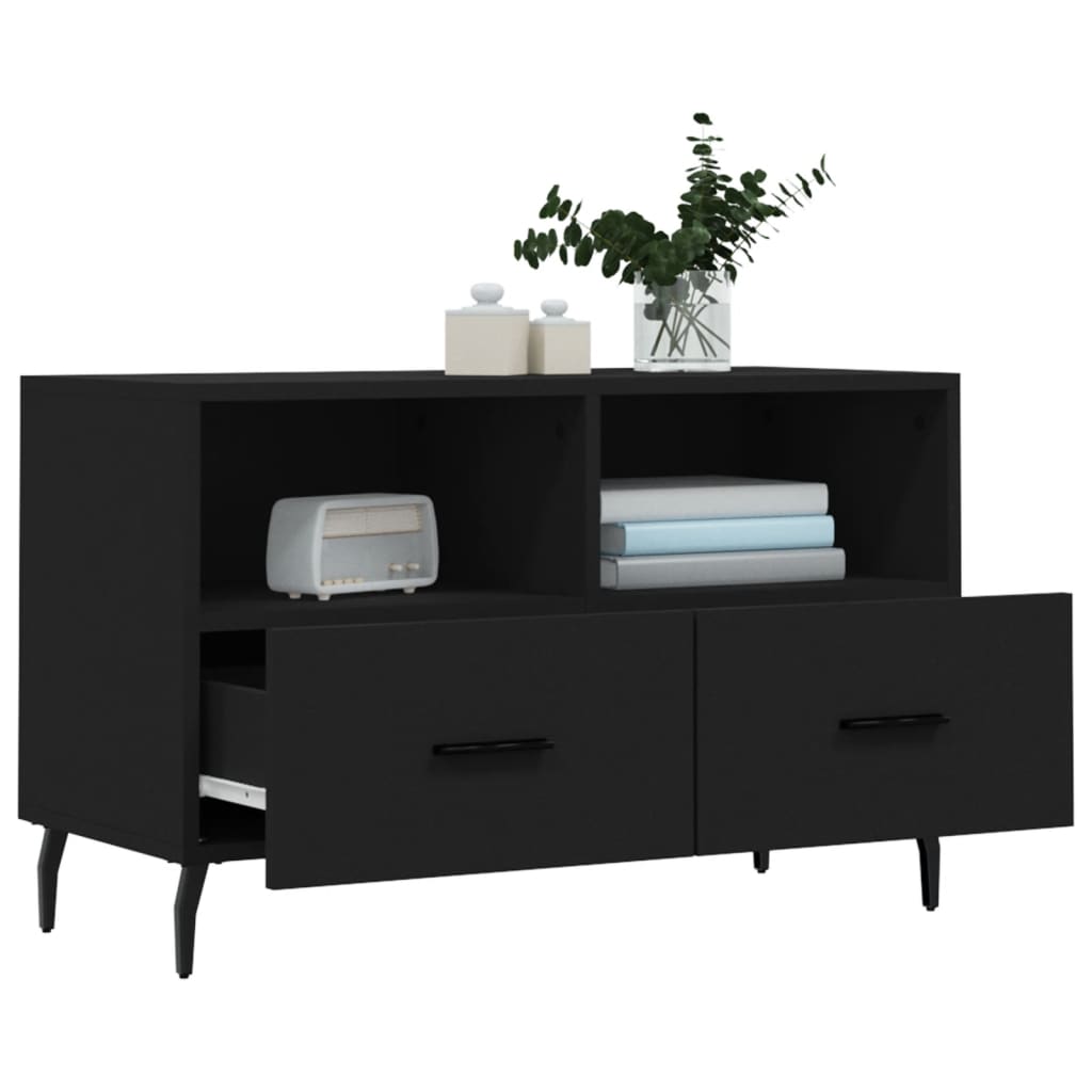 fekete szerelt fa TV-szekrény 80 x 36 x 50 cm