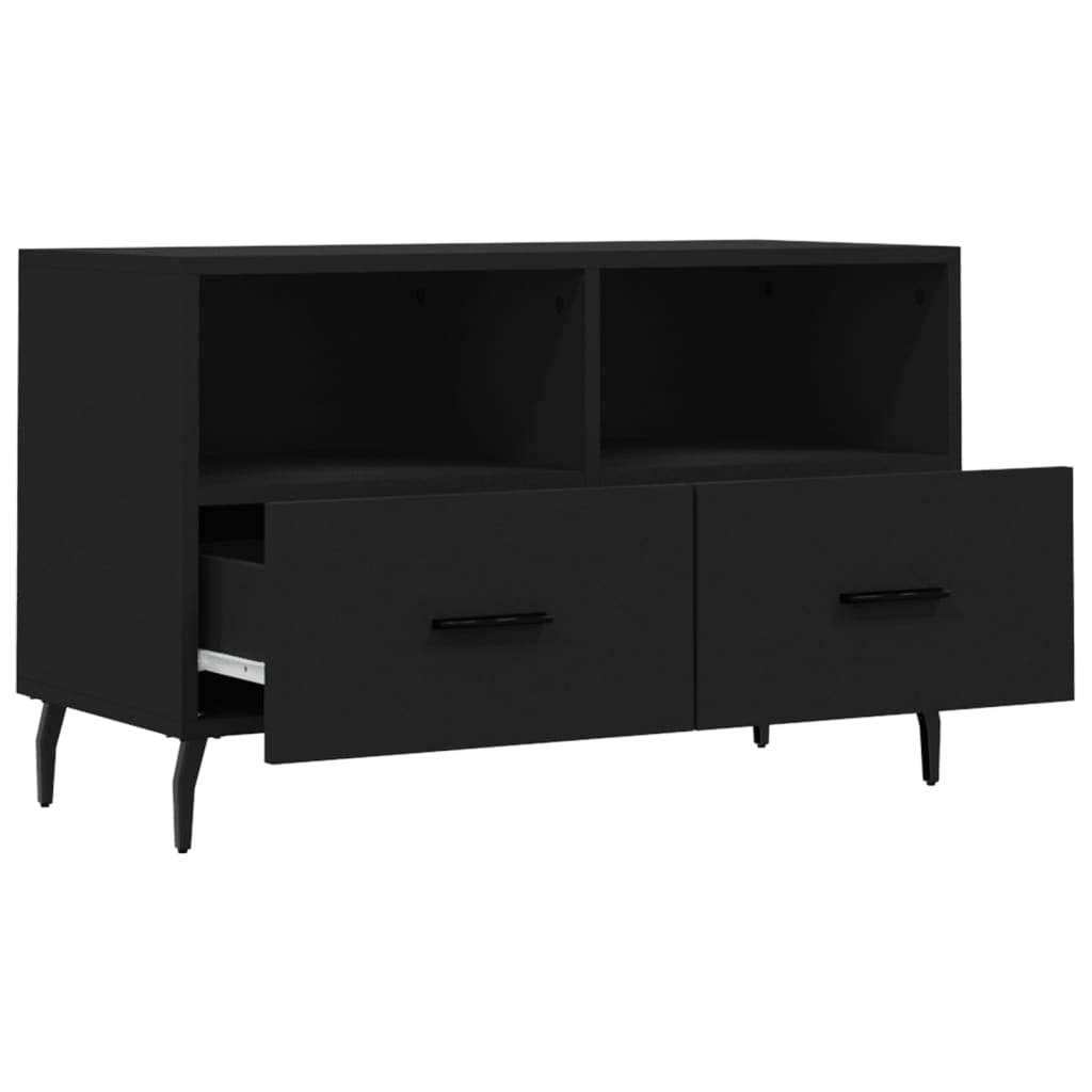 fekete szerelt fa TV-szekrény 80 x 36 x 50 cm