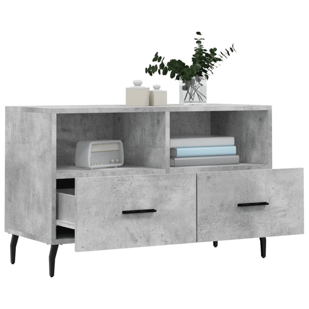 betonszürke szerelt fa TV-szekrény 80 x 36 x 50 cm