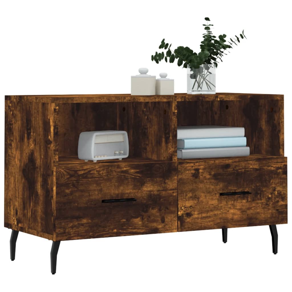 füstös tölgy színű szerelt fa TV-szekrény 80 x 36 x 50 cm