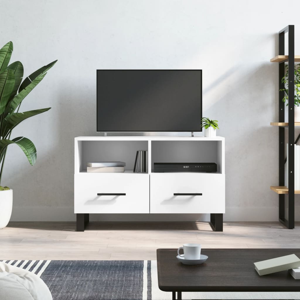 fehér szerelt fa TV-szekrény 80 x 36 x 50 cm