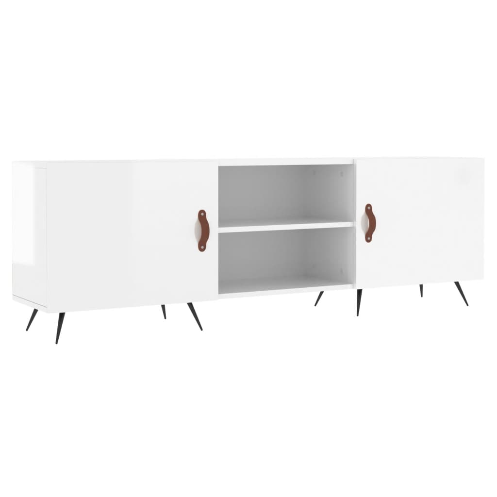 fehér magasfényű szerelt fa TV-szekrény 150x30x50 cm