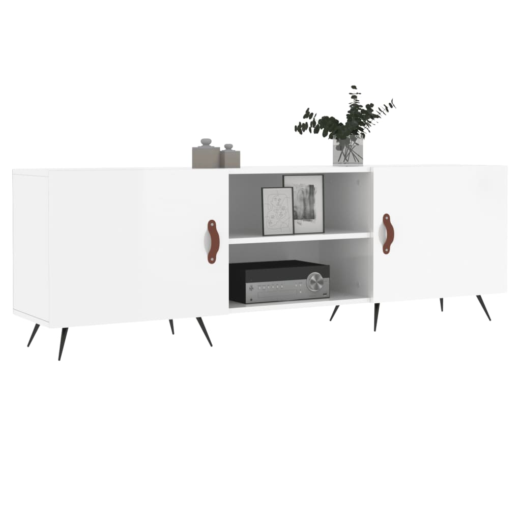 fehér magasfényű szerelt fa TV-szekrény 150x30x50 cm