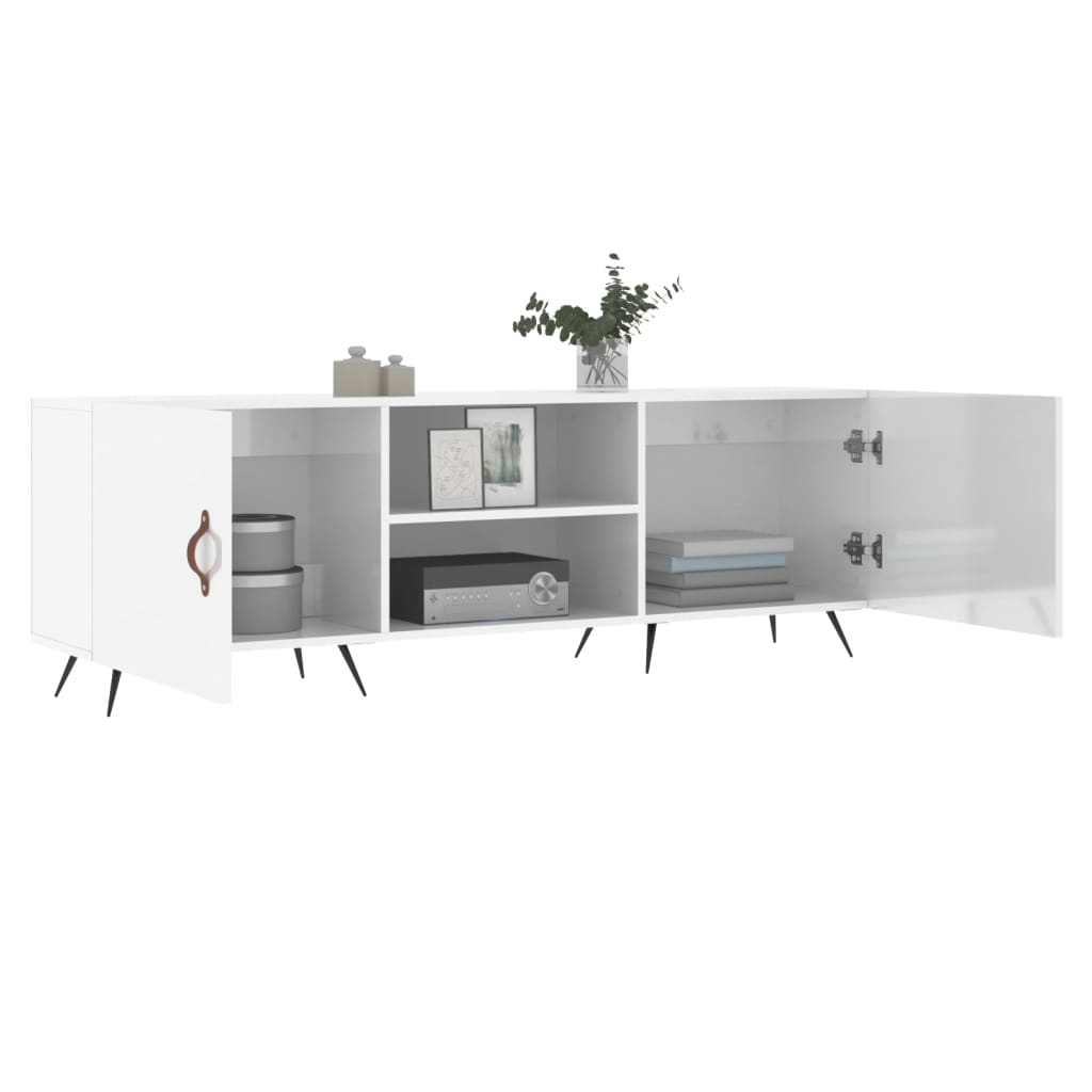 fehér magasfényű szerelt fa TV-szekrény 150x30x50 cm
