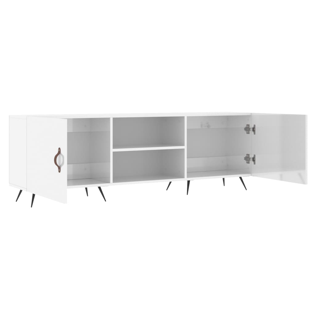 fehér magasfényű szerelt fa TV-szekrény 150x30x50 cm