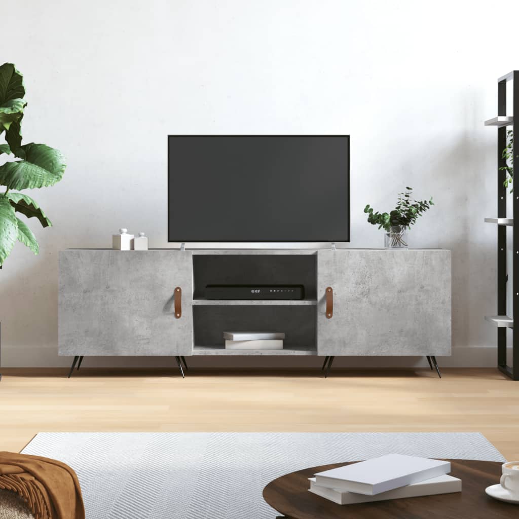betonszürke szerelt fa TV-szekrény 150 x 30 x 50 cm