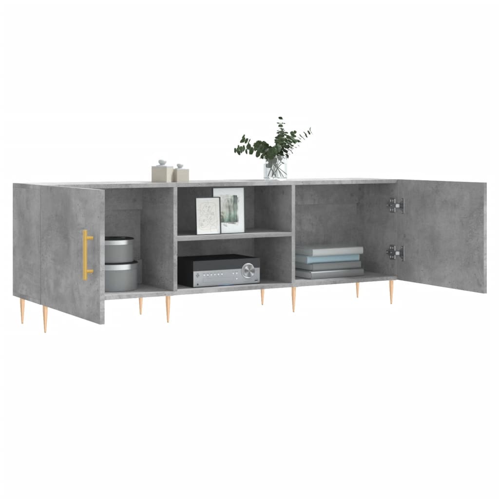 betonszürke szerelt fa TV-szekrény 150 x 30 x 50 cm