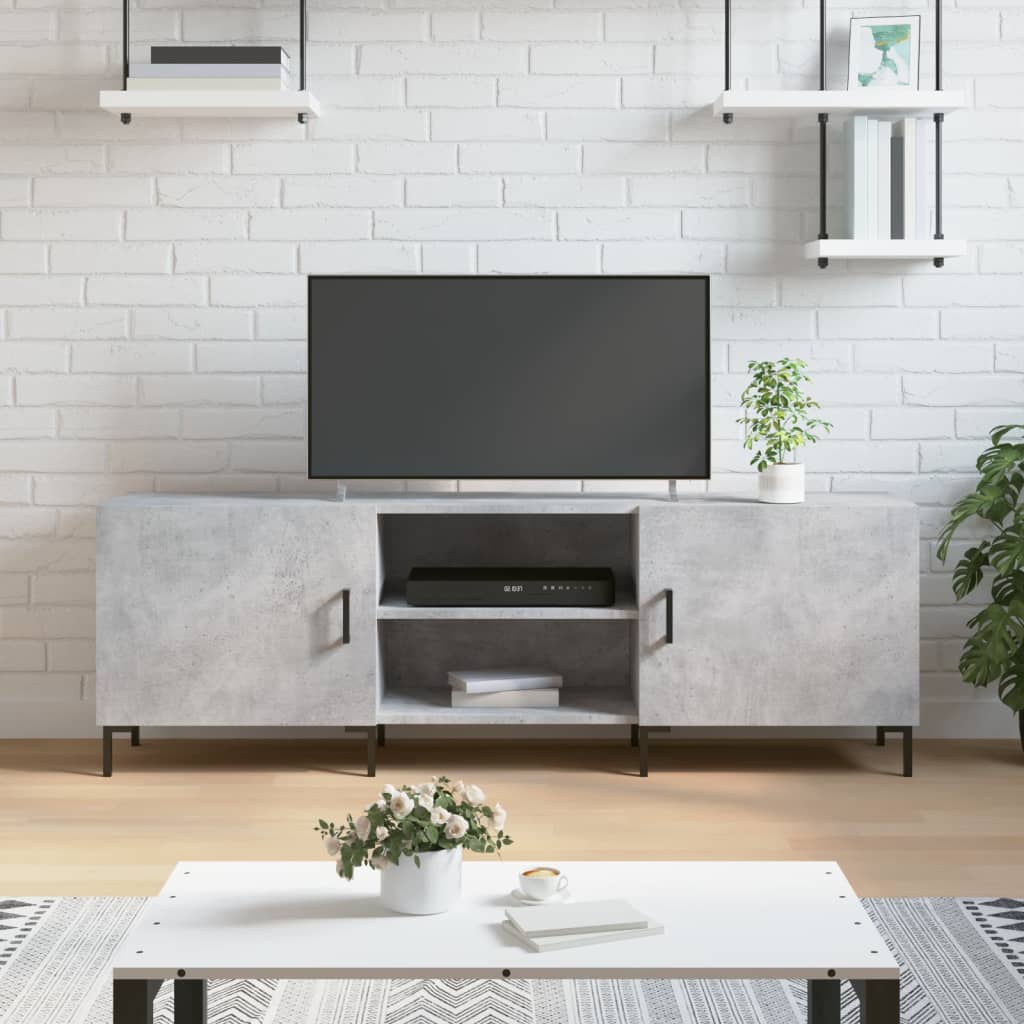 betonszürke szerelt fa TV-szekrény 150 x 30 x 50 cm