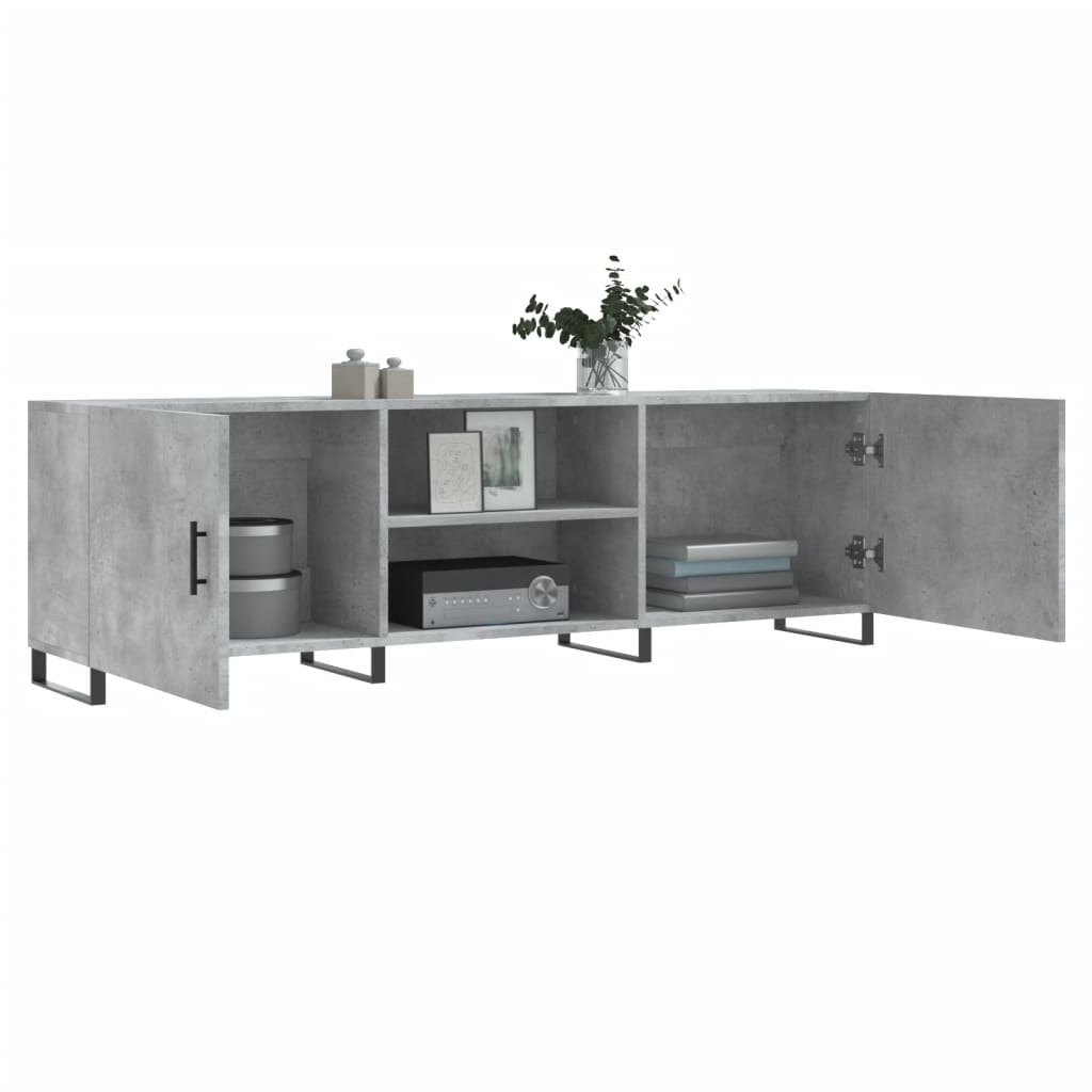 betonszürke szerelt fa TV-szekrény 150 x 30 x 50 cm