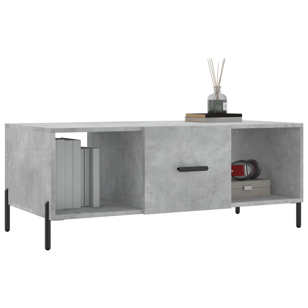 betonszürke szerelt fa dohányzóasztal 102 x 50 x 40 cm