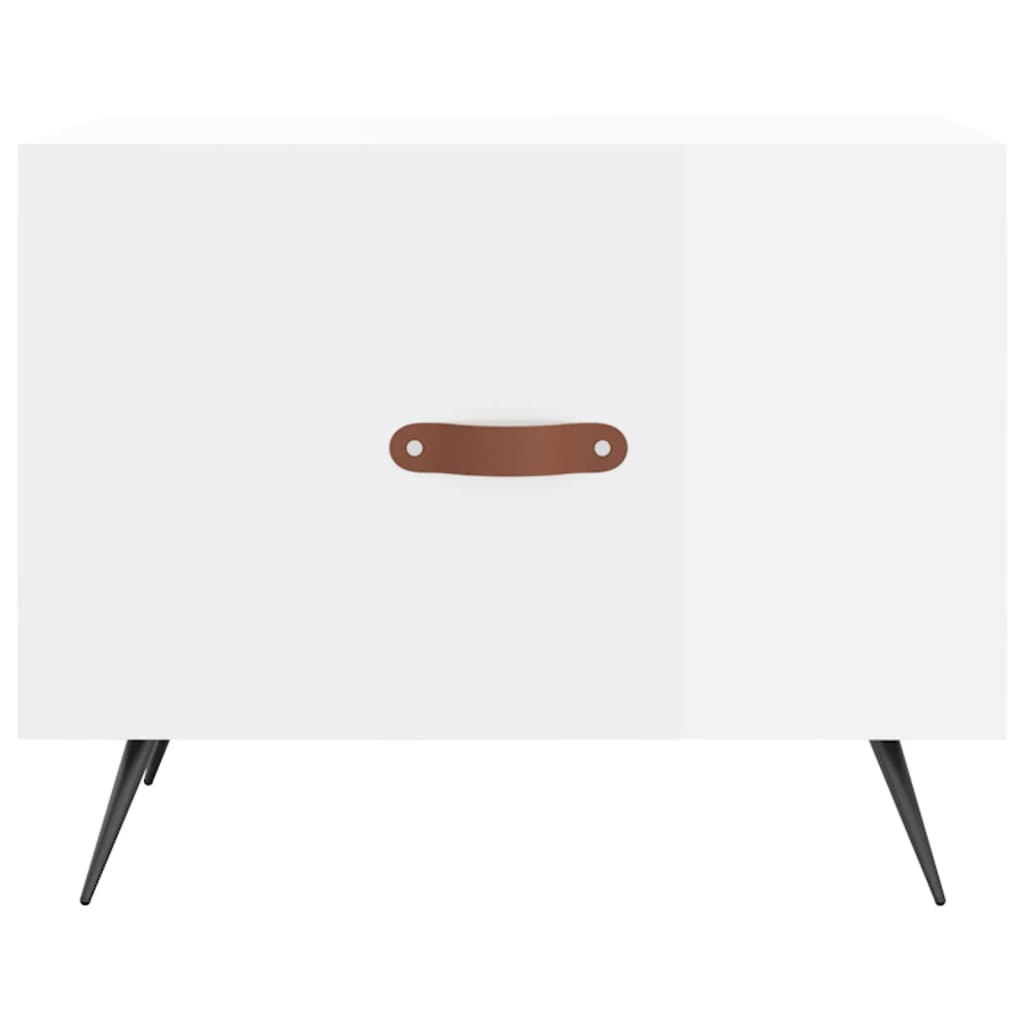 magasfényű fehér szerelt fa dohányzóasztal 50 x 50 x 40 cm