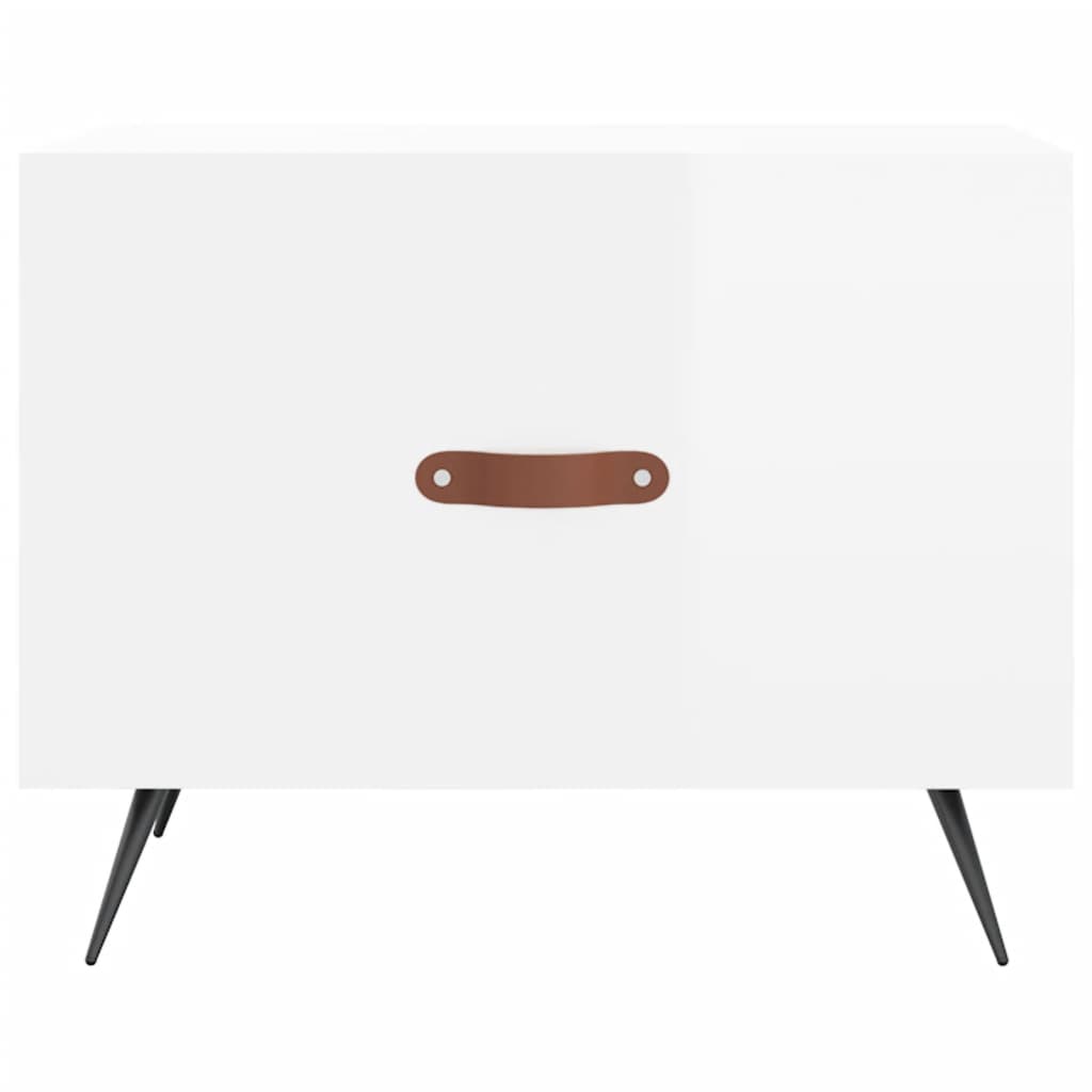 2 db magasfényű fehér szerelt fa dohányzóasztal 50 x 50 x 40 cm