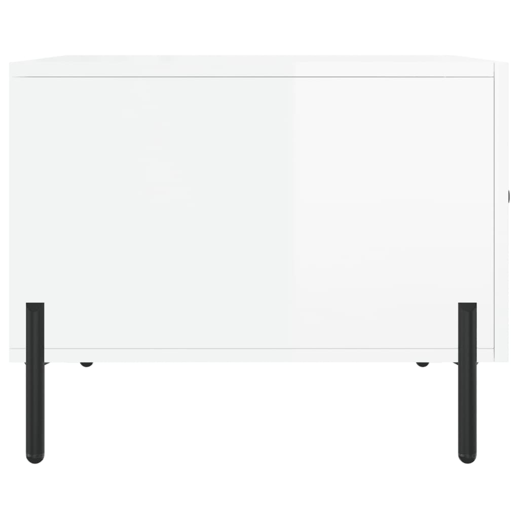 2 db magasfényű fehér szerelt fa dohányzóasztal 50 x 50 x 40 cm