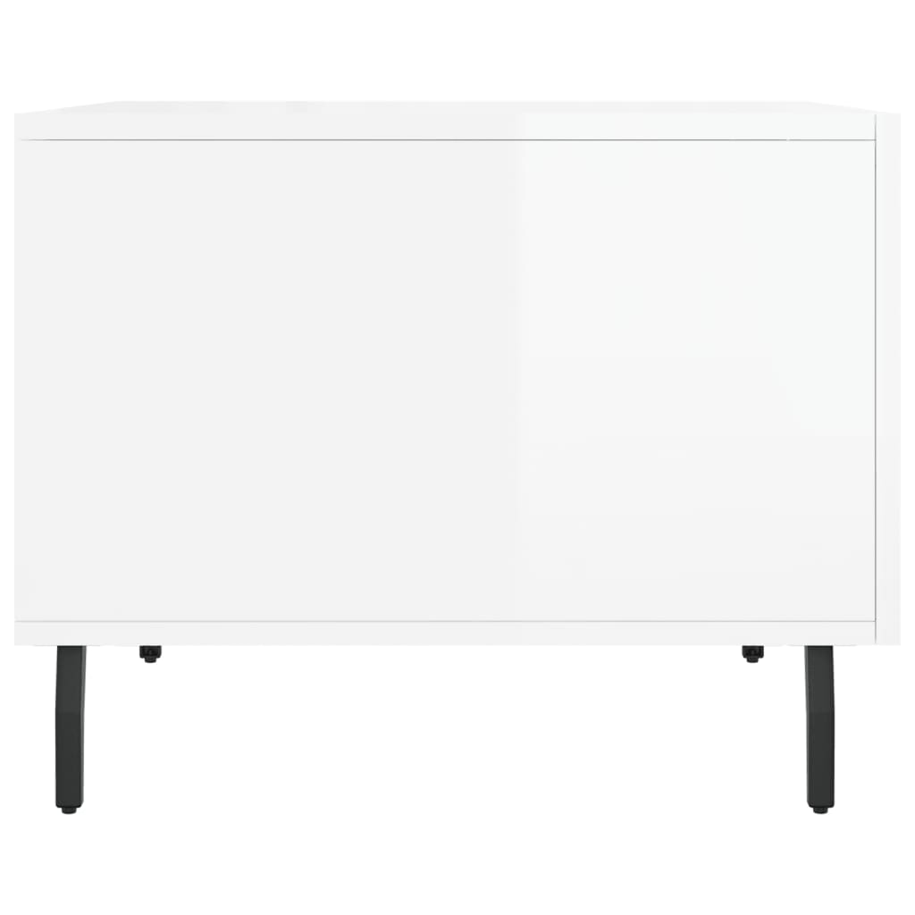2 db magasfényű fehér szerelt fa dohányzóasztal 50 x 50 x 40 cm
