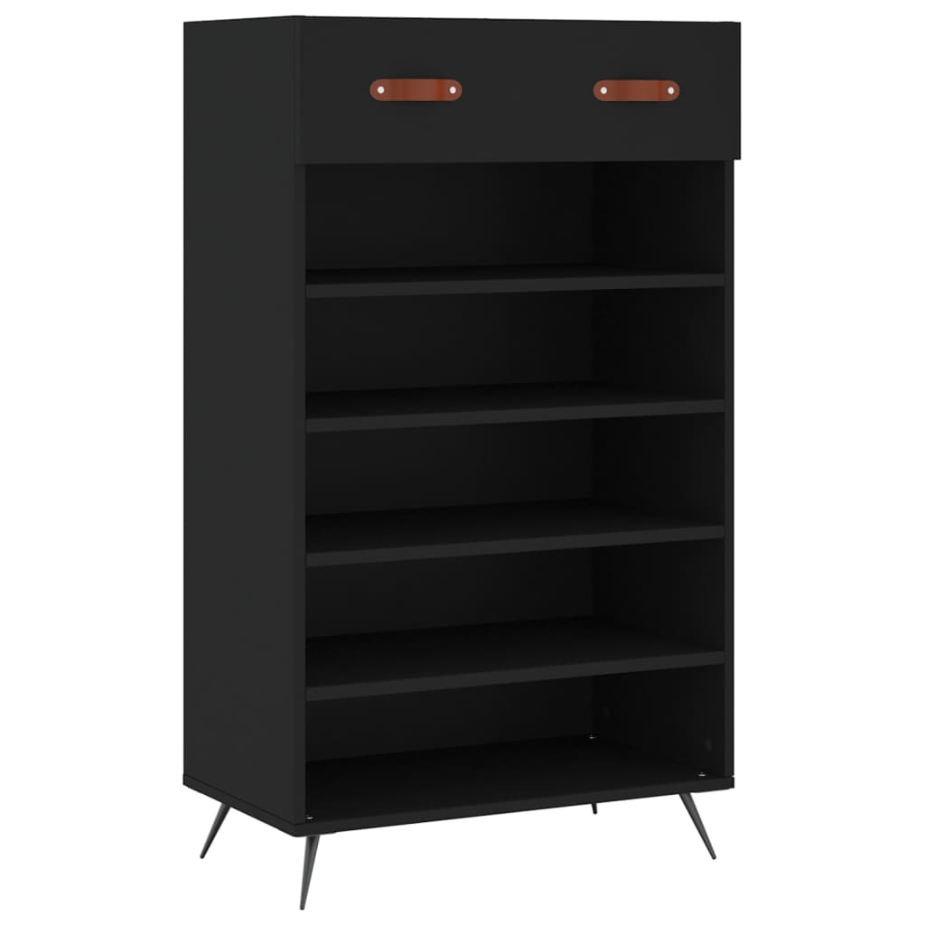 fekete szerelt fa cipőszekrény 60 x 35 x 105 cm